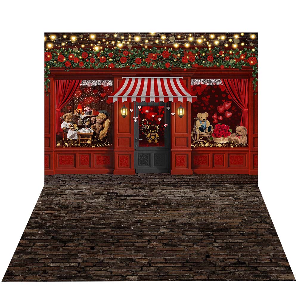 Avezano Gift Shop 2 pcs Valentine's Day Set Backdrop-AVEZANO